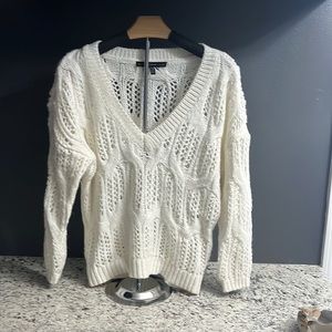 White House, Black Market cream cable sweater